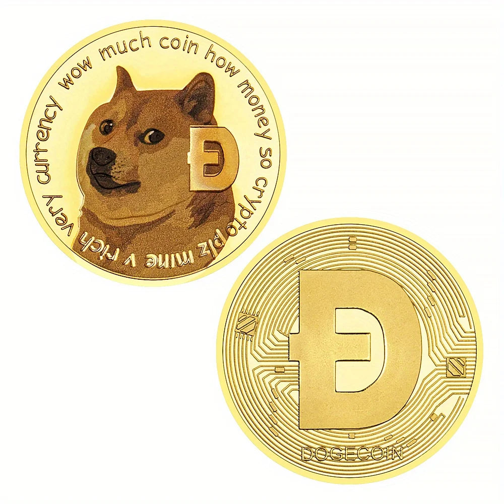Dogecoin Collectible Golden Plated Souvenir Crypto Coin Physical Cryptocurrency Coin Collection Gift Commemorative Coin