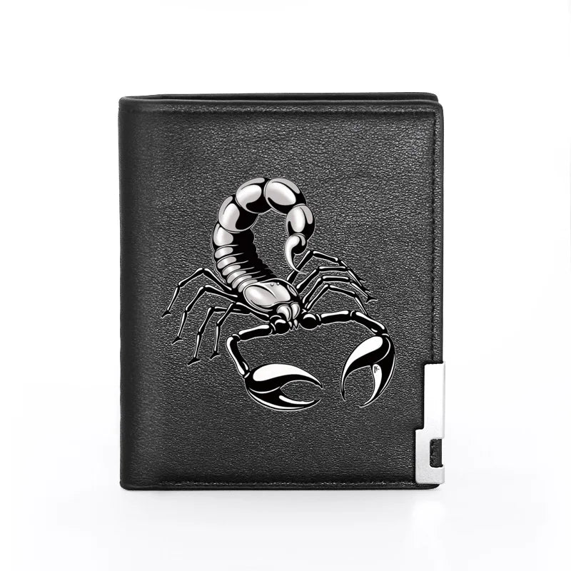 Cool Fashion Scorpion Design Theme Printing Leather Wallet Men Women Billfold Slim Credit Card Holders Short Purses