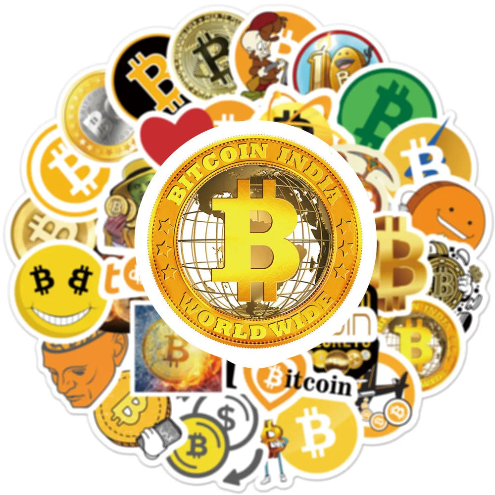 10/30/50PCS Digital Currency Bitcoin Stickers