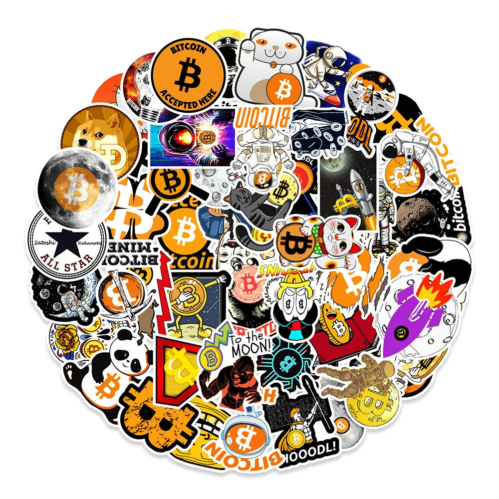 10/30/50PCS Crazy Bitcoin Graffiti Waterproof Sticker Suitcase Notebook Refrigerator Skateboard Stationery Box WaterCupWholesale
