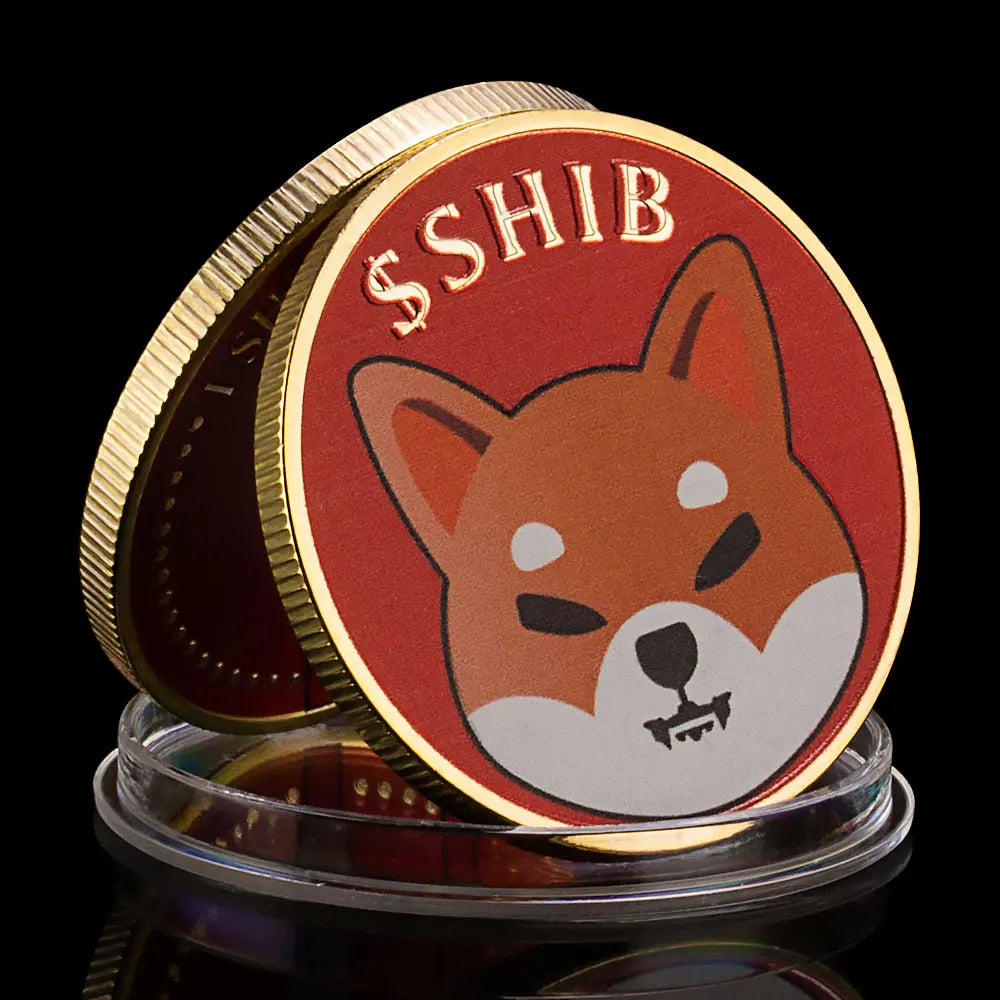 Dogecoin Killer SHIBA Inu Coin (SHIB) CRYPTO Metal Golden Plated Physical Shib Red Coin Doge Killer Souvenir Coins