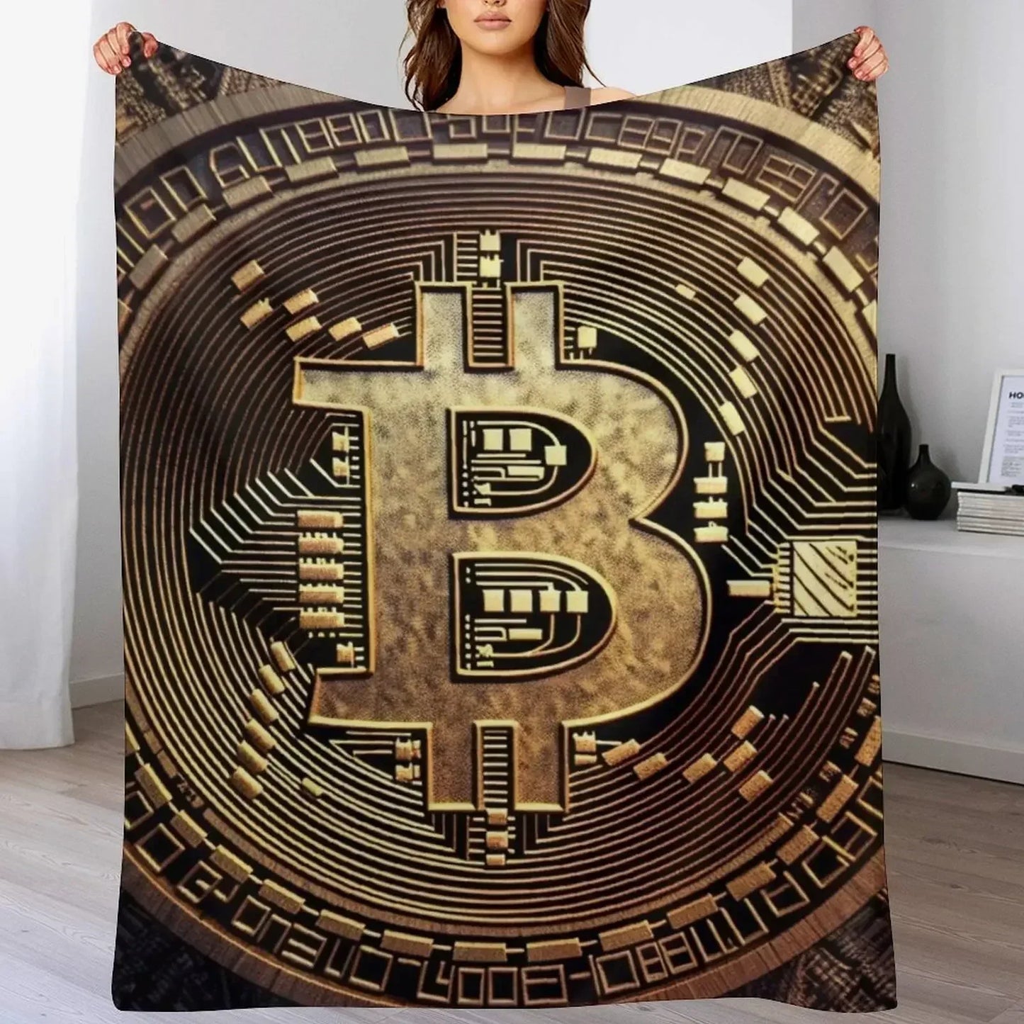 Crypto Elegance: The Bitcoin Design Throw Blanket
