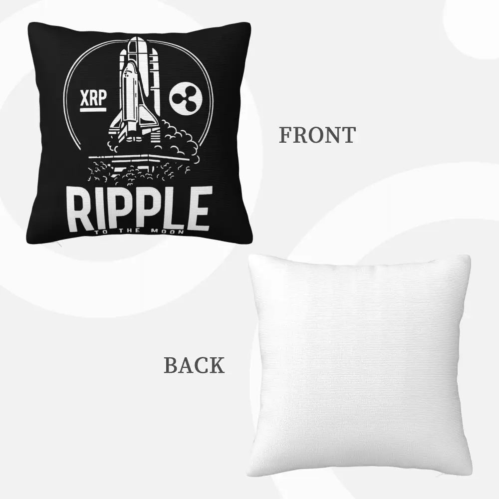 New Fashion Graphic Lettering Ripple To The Moon Btc Xrp Bitcoin Crypto Pillow Case
