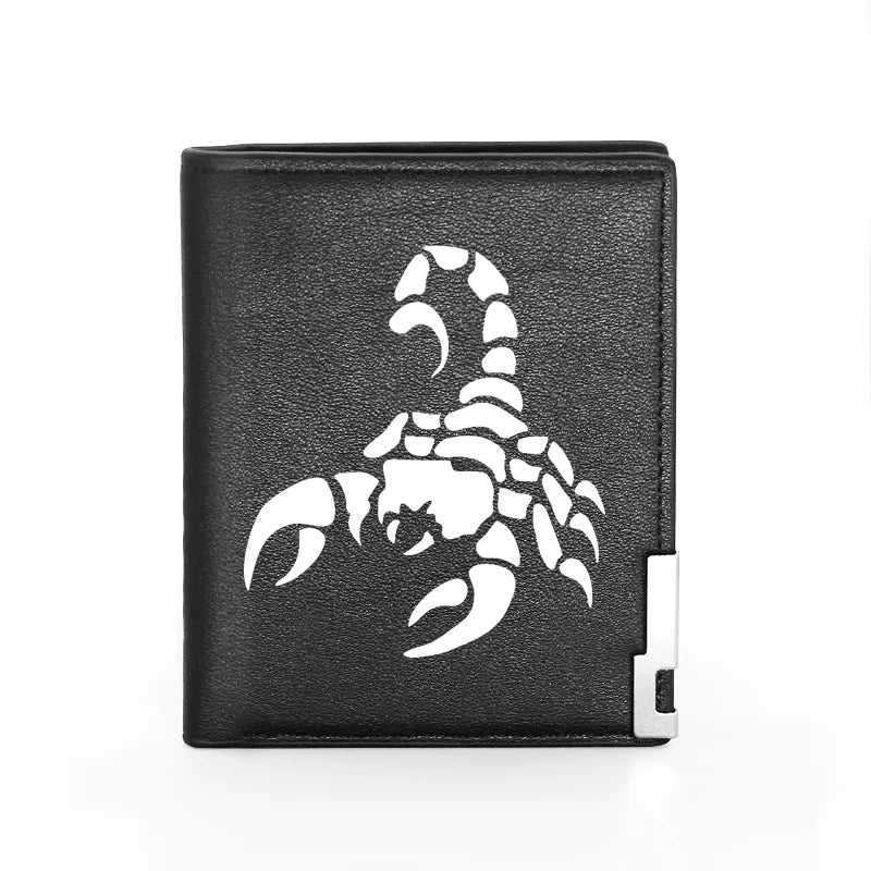 Cool Fashion Scorpion Design Theme Printing Leather Wallet Men Women Billfold Slim Credit Card Holders Short Purses