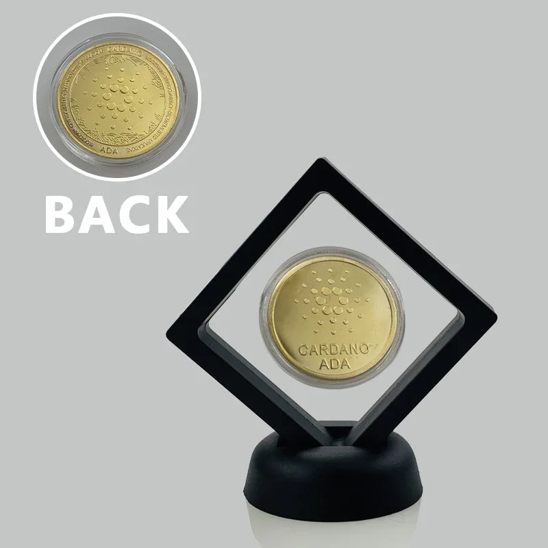 Dogecoin Ada Cardano Crypto Bitcoin Litecoin  Ethereum Cryptocurrency Commemoration Metal Coin with Showing Stand