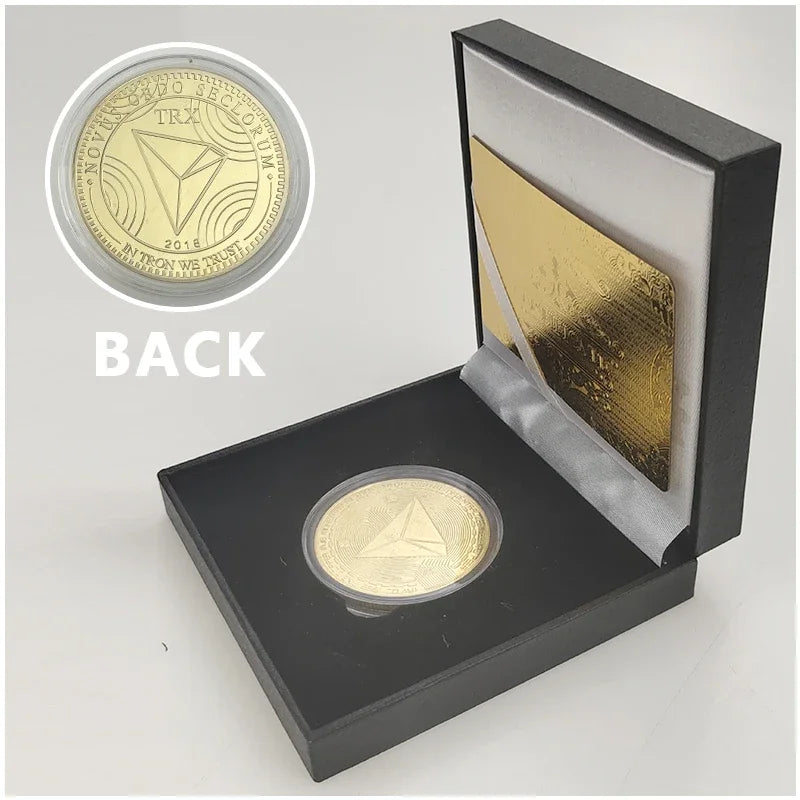 Ada Ripple BNB DogeCoin TRX Lumen Ada  Dogecoin Cardano Crypto Bitcoin Litecoin Cryptocurrency Metal Coin with Black Box