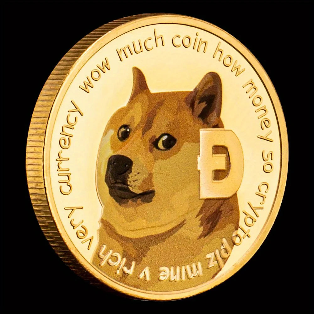 Dogecoin Collectible Golden Plated Souvenir Crypto Coin Physical Cryptocurrency Coin Collection Gift Commemorative Coin