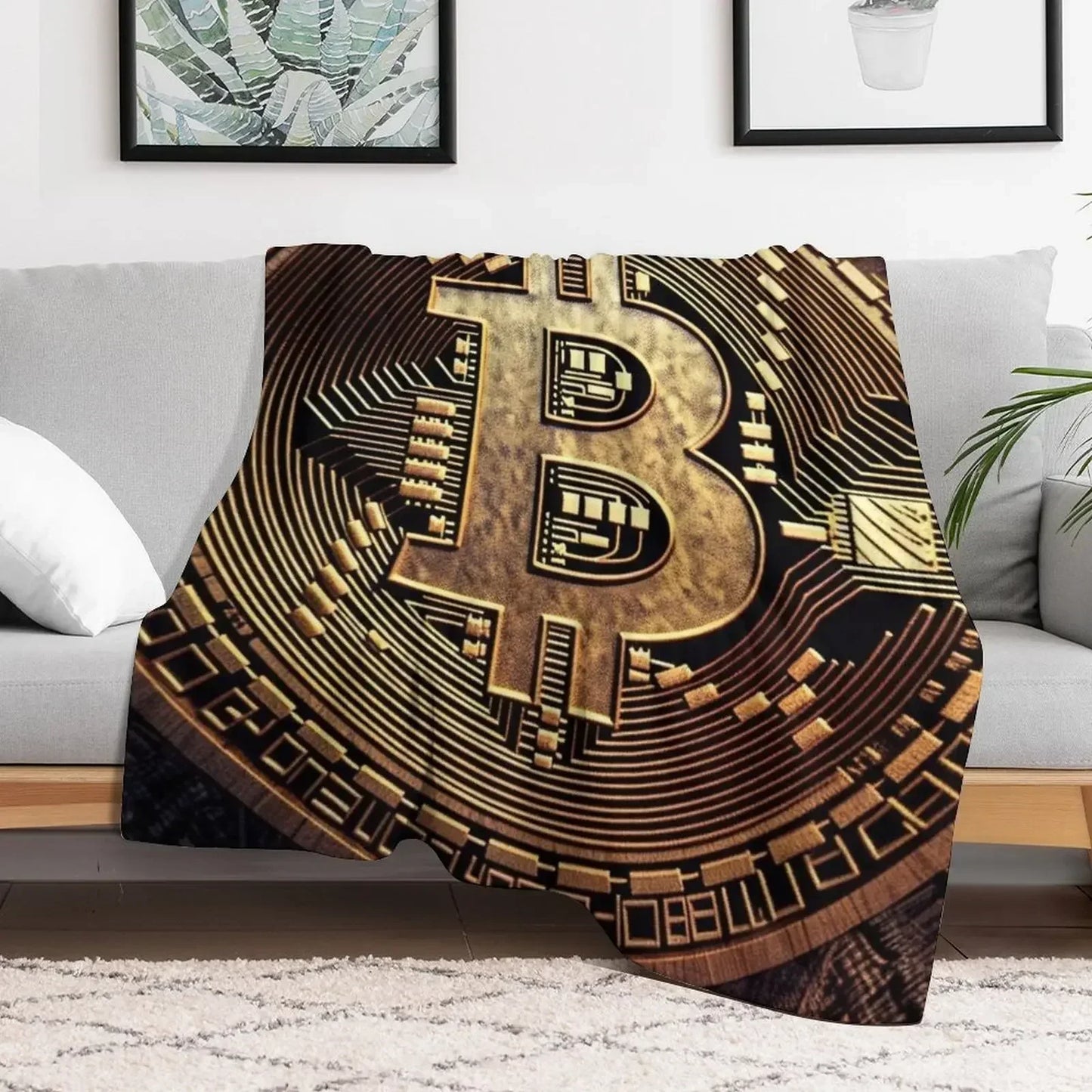 Crypto Elegance: The Bitcoin Design Throw Blanket