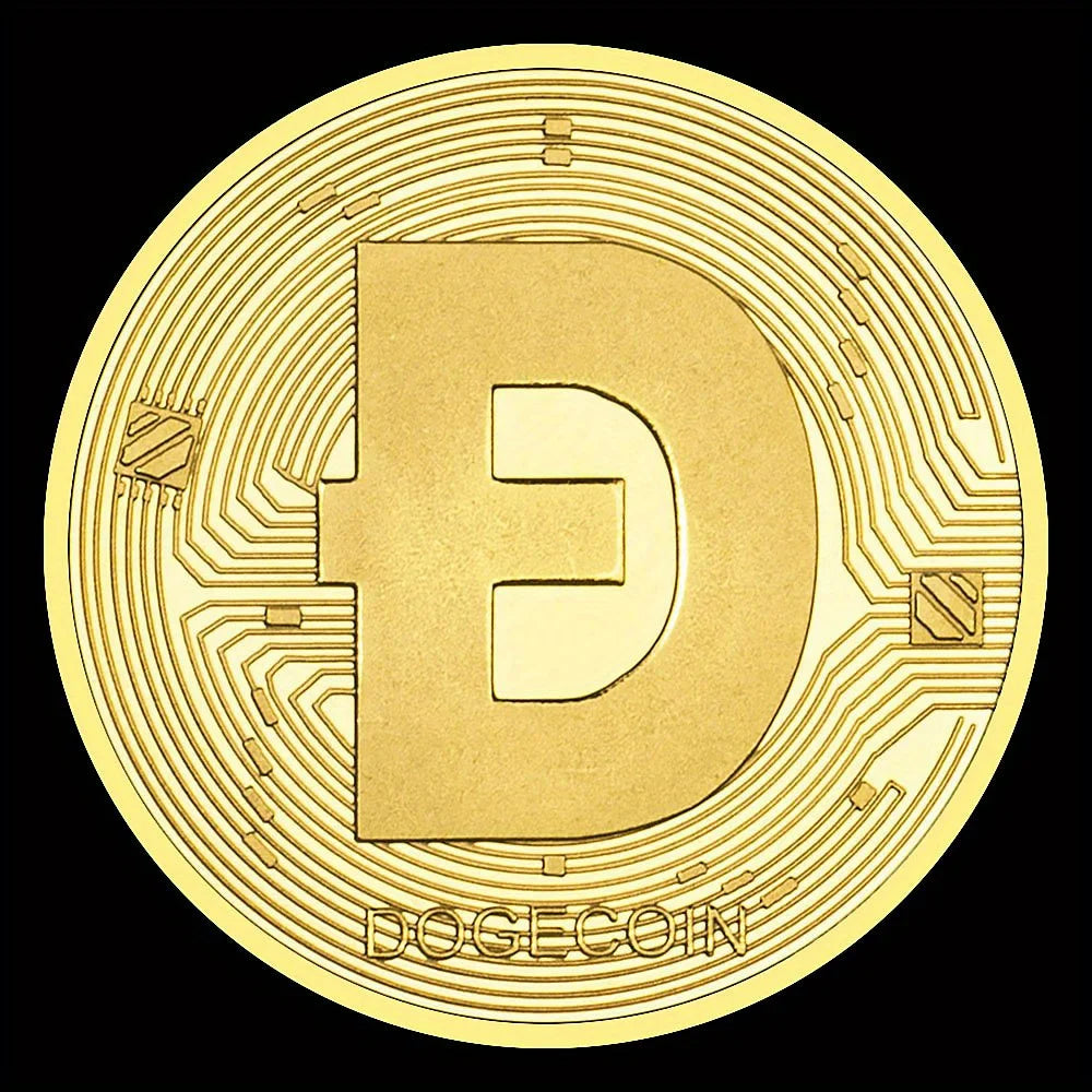 Dogecoin Collectible Golden Plated Souvenir Crypto Coin Physical Cryptocurrency Coin Collection Gift Commemorative Coin