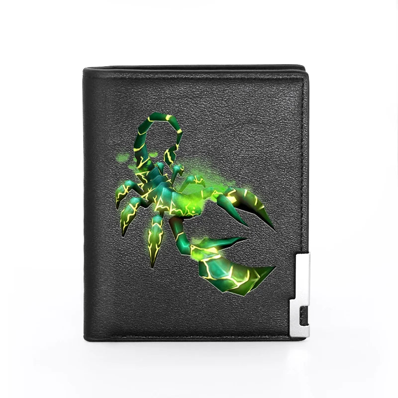 Cool Fashion Scorpion Design Theme Printing Leather Wallet Men Women Billfold Slim Credit Card Holders Short Purses
