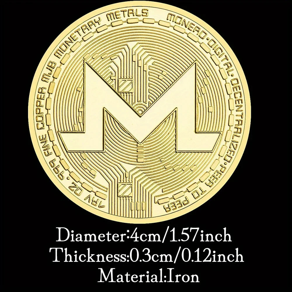 Monero Crypto Coin Golden Plated Souvenirs and Gifts Commemorative Coin Non - Currency Cryptocurrency Coin Collection