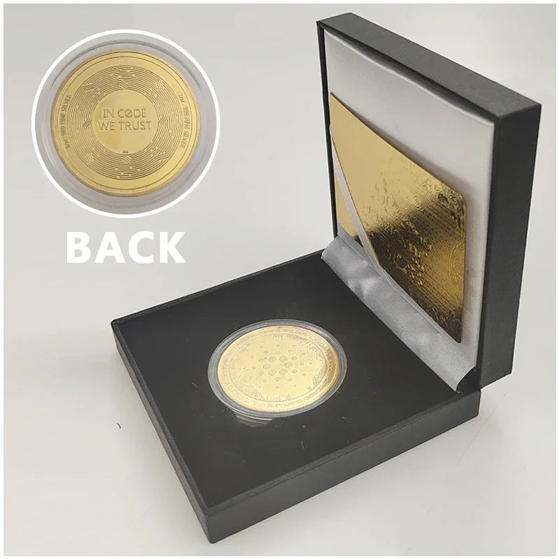 Ada Ripple BNB DogeCoin TRX Lumen Ada  Dogecoin Cardano Crypto Bitcoin Litecoin Cryptocurrency Metal Coin with Black Box