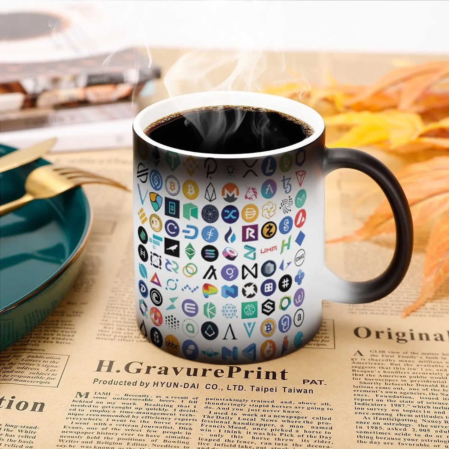 Crypto Logos Mug Bitcoin Chainlink Token Crypto Geek Investor Cafe The