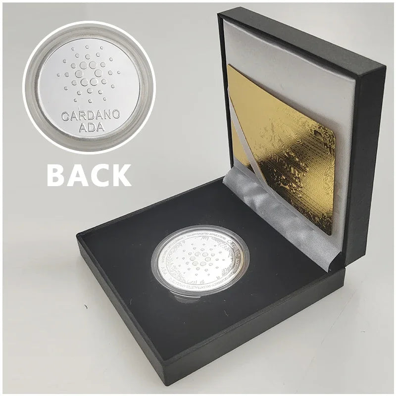 Ada Ripple BNB DogeCoin TRX Lumen Ada  Dogecoin Cardano Crypto Bitcoin Litecoin Cryptocurrency Metal Coin with Black Box