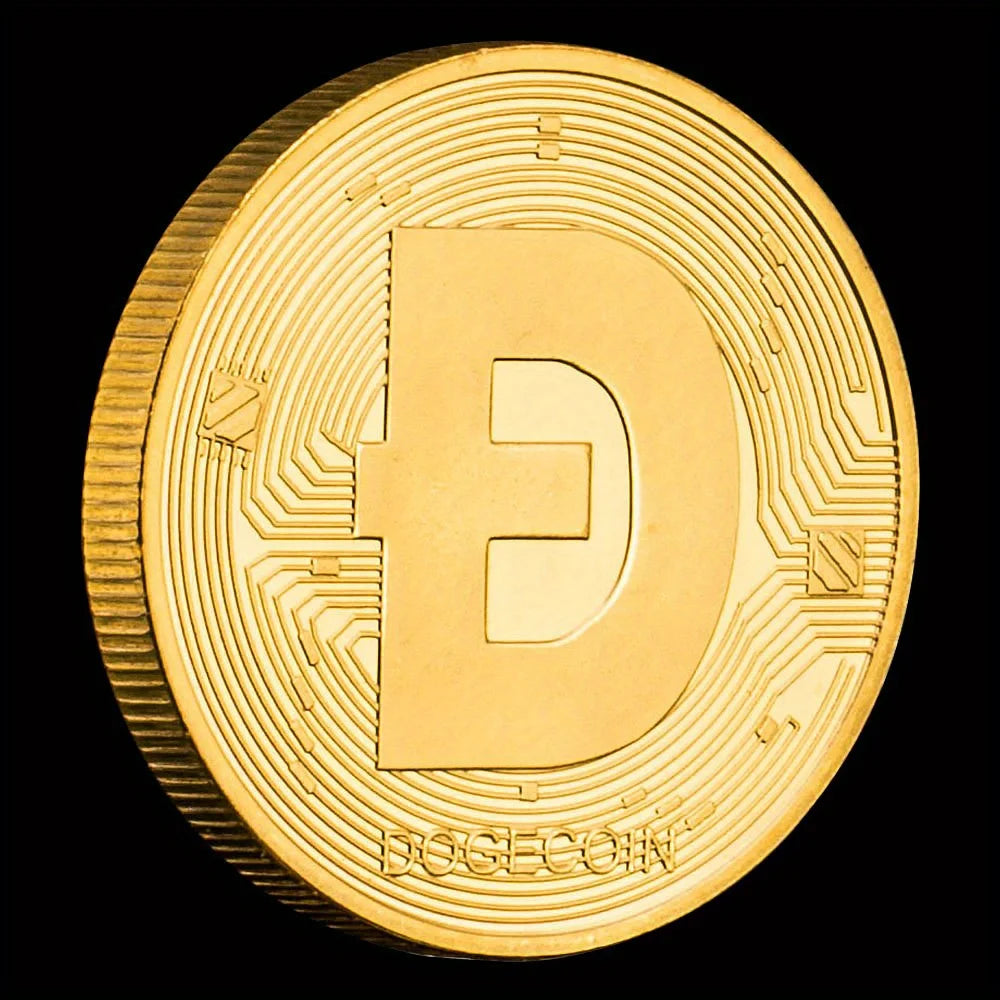 Dogecoin Collectible Golden Plated Souvenir Crypto Coin Physical Cryptocurrency Coin Collection Gift Commemorative Coin