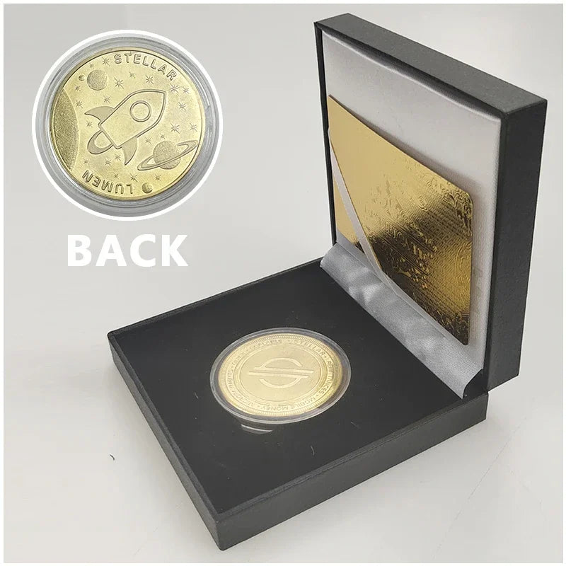 Ada Ripple BNB DogeCoin TRX Lumen Ada  Dogecoin Cardano Crypto Bitcoin Litecoin Cryptocurrency Metal Coin with Black Box
