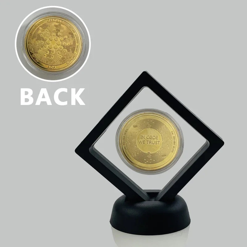 Dogecoin Ada Cardano Crypto Bitcoin Litecoin  Ethereum Cryptocurrency Commemoration Metal Coin with Showing Stand