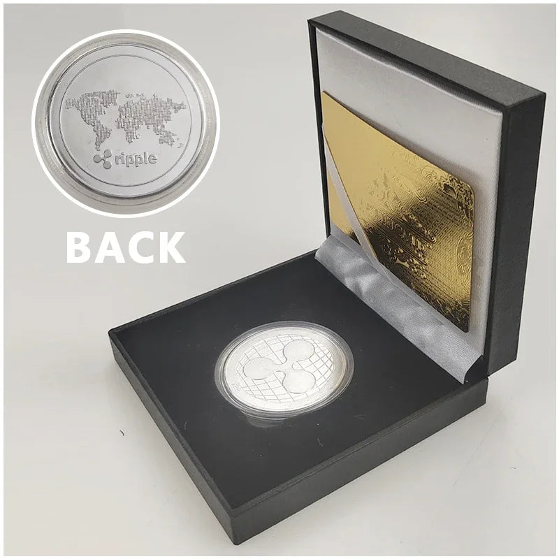 Ada Ripple BNB DogeCoin TRX Lumen Ada  Dogecoin Cardano Crypto Bitcoin Litecoin Cryptocurrency Metal Coin with Black Box