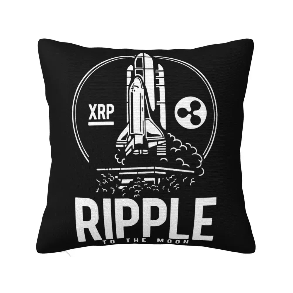 New Fashion Graphic Lettering Ripple To The Moon Btc Xrp Bitcoin Crypto Pillow Case