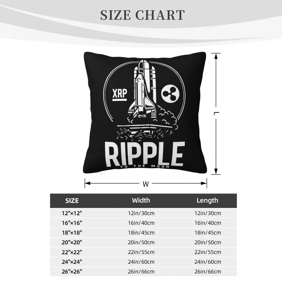 New Fashion Graphic Lettering Ripple To The Moon Btc Xrp Bitcoin Crypto Pillow Case