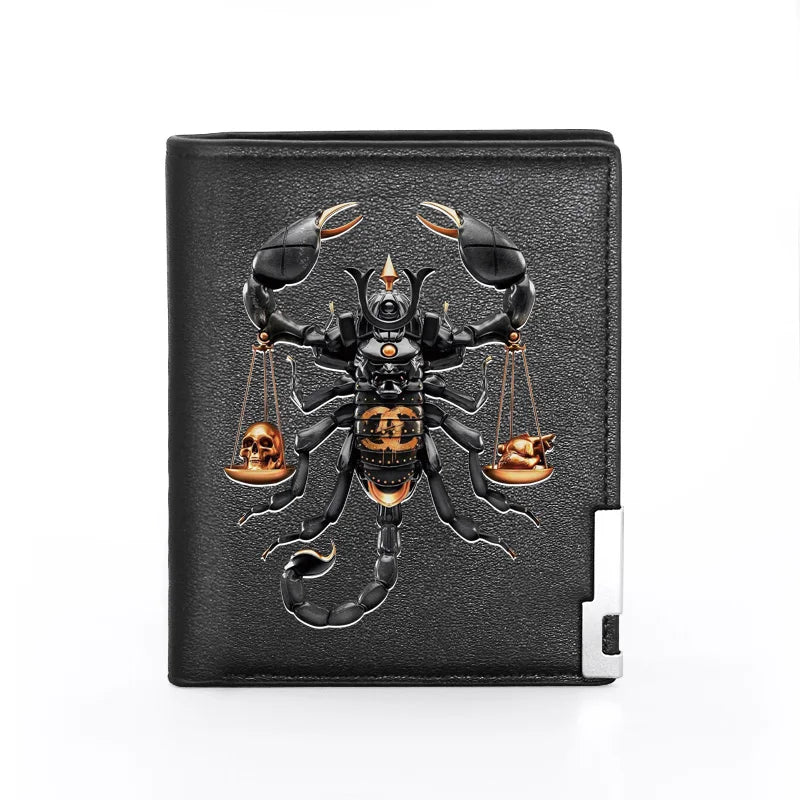 Cool Fashion Scorpion Design Theme Printing Leather Wallet Men Women Billfold Slim Credit Card Holders Short Purses