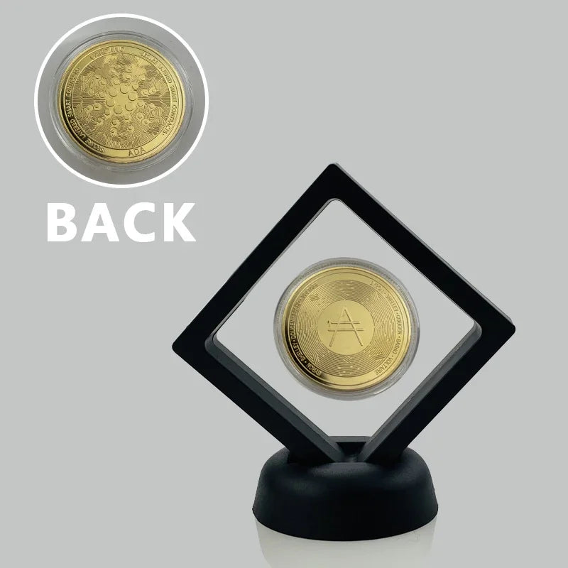 Dogecoin Ada Cardano Crypto Bitcoin Litecoin  Ethereum Cryptocurrency Commemoration Metal Coin with Showing Stand
